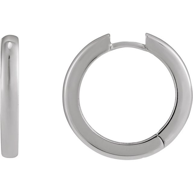 Petite Polished Hinged Huggie Hoop Earrings — Platinum