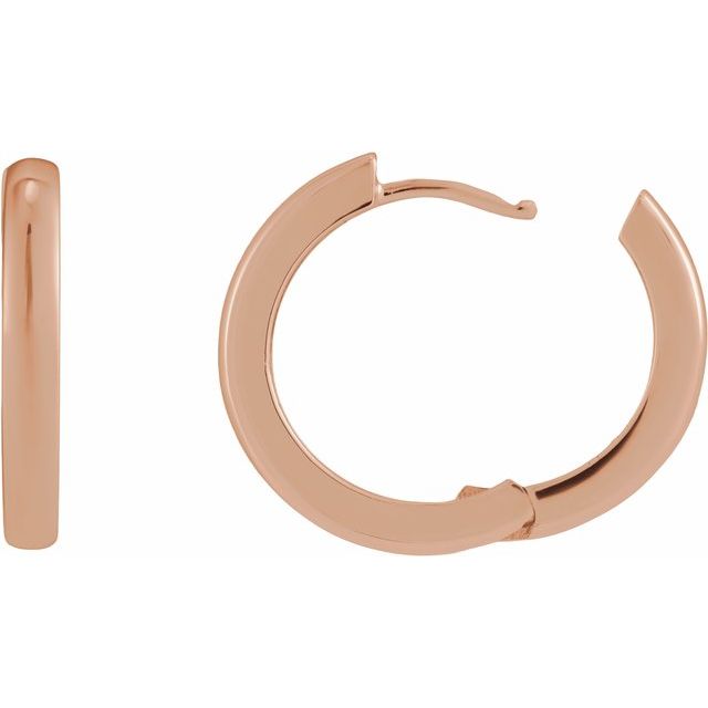 Petite Polished Hinged Huggie Hoop Earrings — 14K Rose Gold