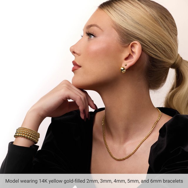 8mm Beaded Ball Stretch Bracelet — 14K Yellow Gold-Filled