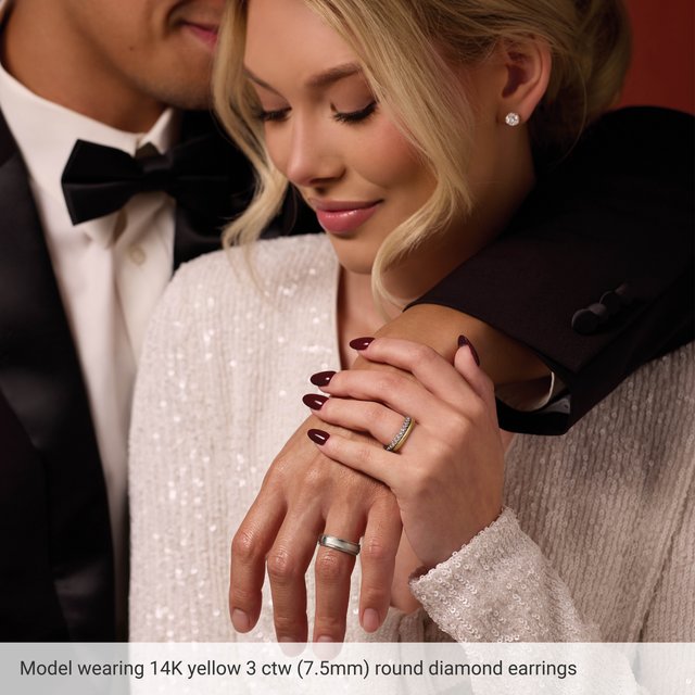 66233 / 14K White / Set / Round / Lab-Grown Diamond / Pair / 3.4Mm :: 1/3 Ctw / Vs, F+ / Friction / Friction Backs Included / 3-Prong / Polished / 1/3 Ctw Lab-Grown Diamond Stud Earrings