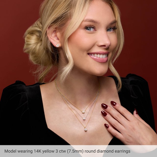 Martini-Set Round Diamond Stud Earrings — 14K White Gold