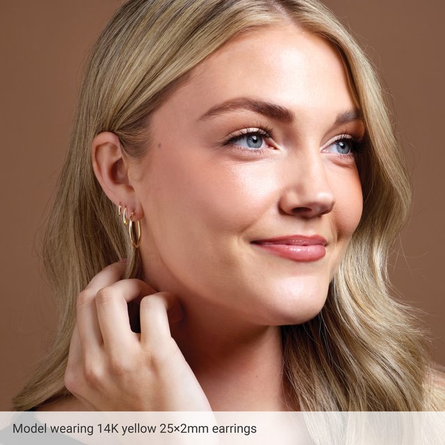 Polished Round Tube Hoop Earrings — 14K Yellow Gold