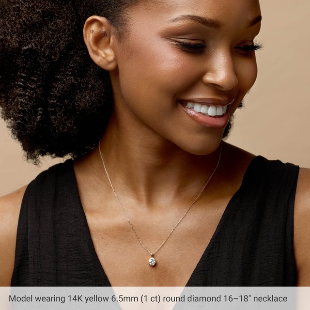 Bezel-Set Solitaire Necklace or Pendant — 14K Rose Gold