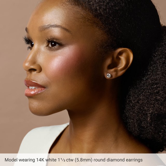 Bezel-Set Martini Round Diamond Stud Earrings — Platinum