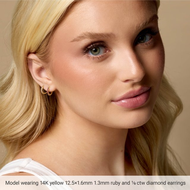 Front-Pavé Accented Gemstone Huggie Earrings — Sterling Silver