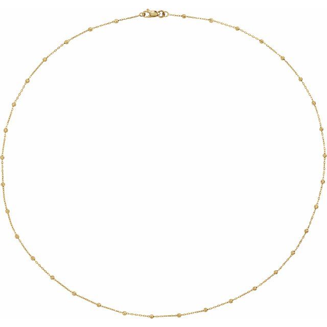 .65 mm Beaded Cable Chain — 14K Yellow Gold
