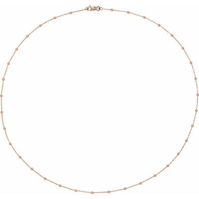 .65 mm Beaded Cable Chain — 14K Rose Gold