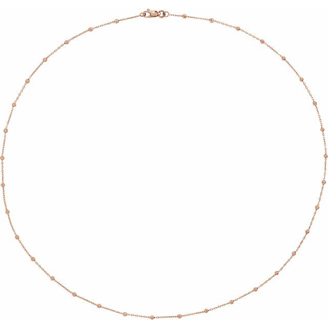 .65 mm Beaded Cable Chain — 14K Rose Gold