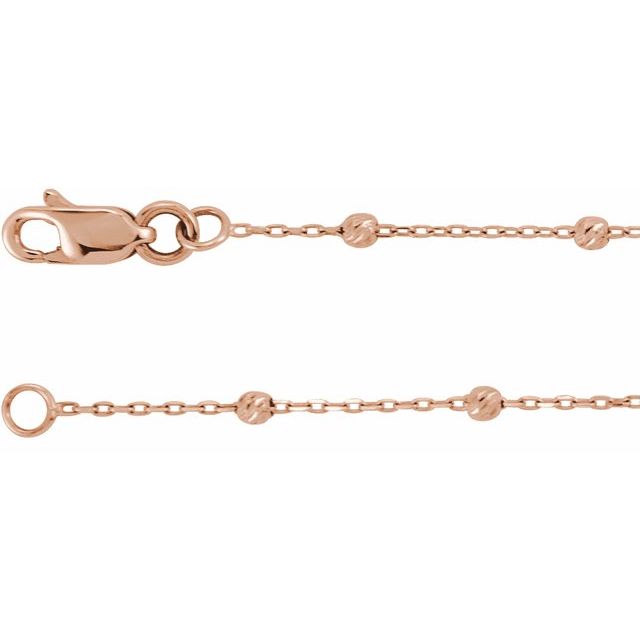 .65 mm Beaded Cable Chain — 14K Rose Gold