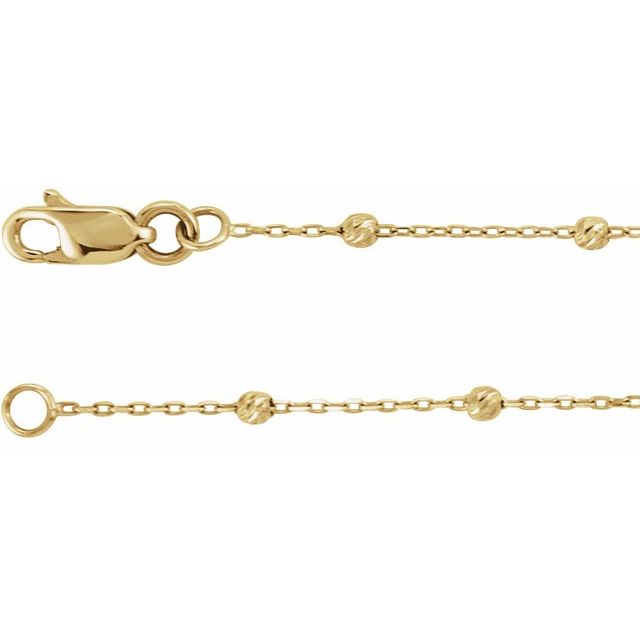 .65 mm Beaded Cable Chain — 14K Yellow Gold