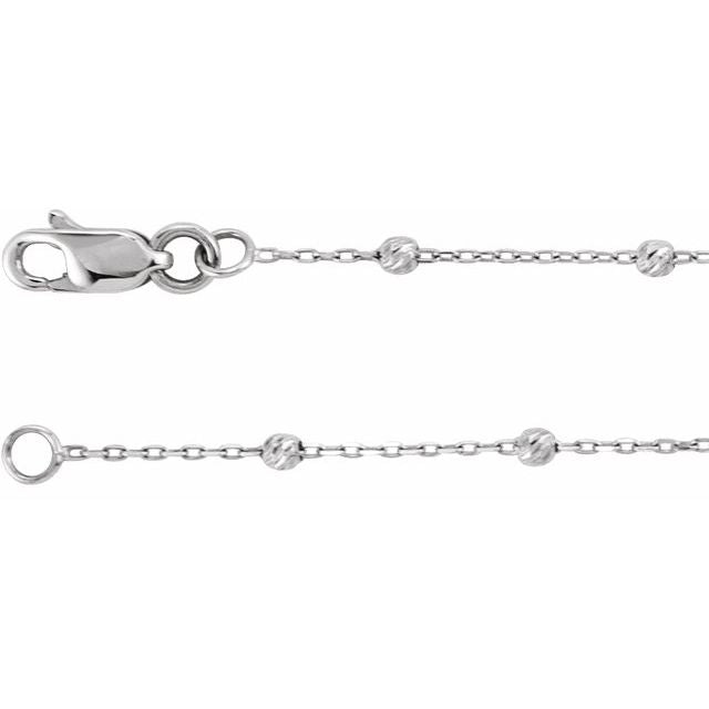 .65 mm Beaded Cable Chain — 14K White Gold