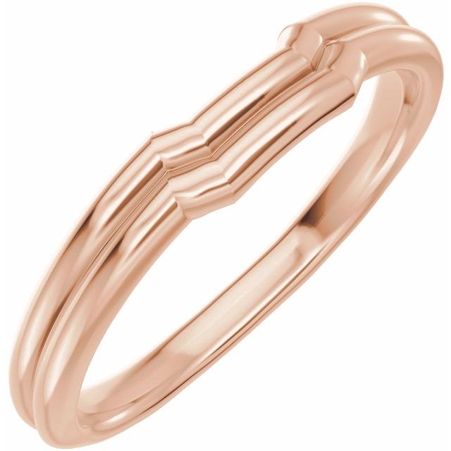 Contoured Notched Matching Wedding Band in 14K Rose Gold