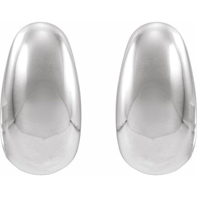 Puffed Hoop Earrings — 14K White Gold