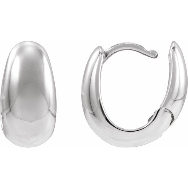 Puffed Hoop Earrings — Platinum