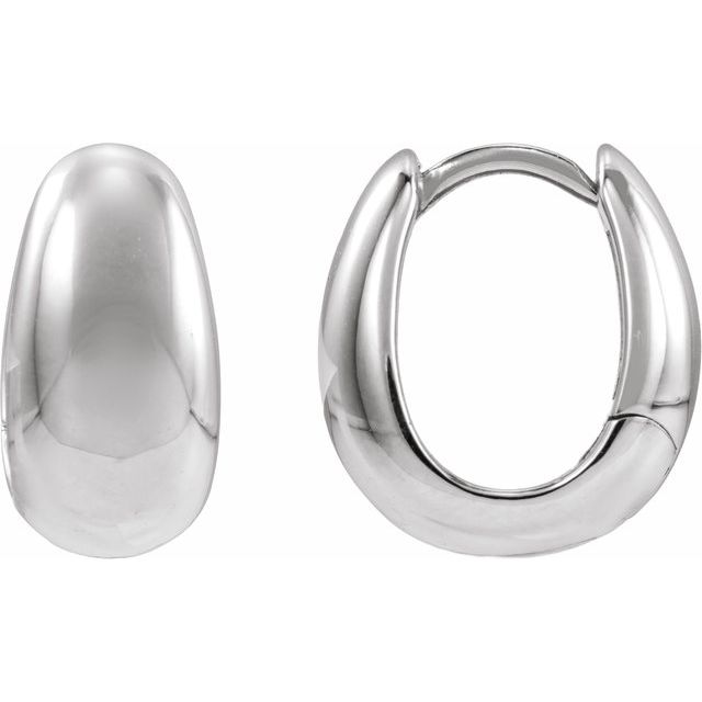Puffed Hoop Earrings — Sterling Silver