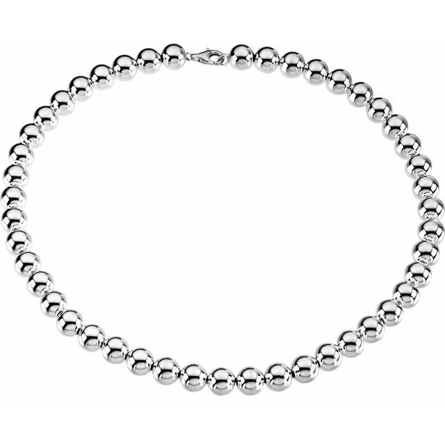 Polished Bead Chain Necklace — Sterling Silver
