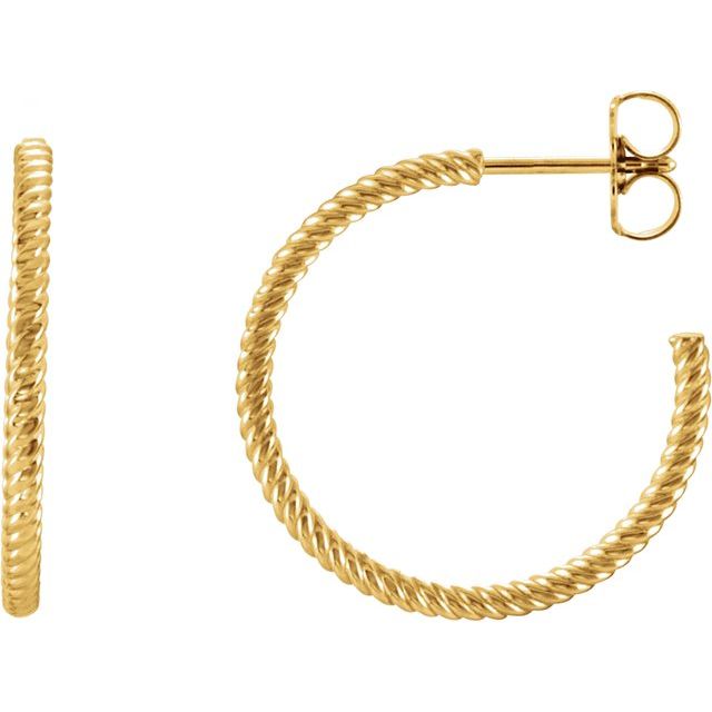 Rope-Twist Small Hoop Earrings — 14K Yellow Gold