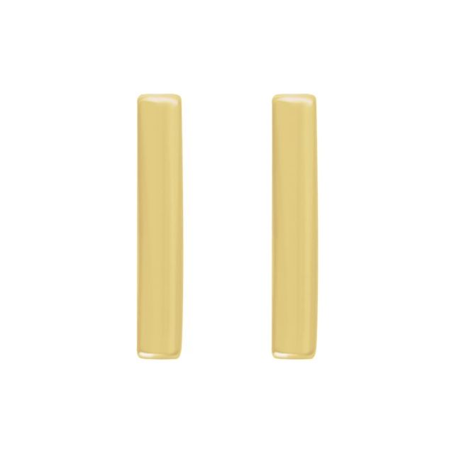 Vertical Polished Bar Stud Earrings — 14K Yellow Gold