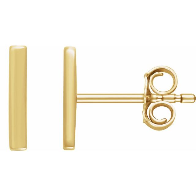 Vertical Polished Bar Stud Earrings — 14K Yellow Gold