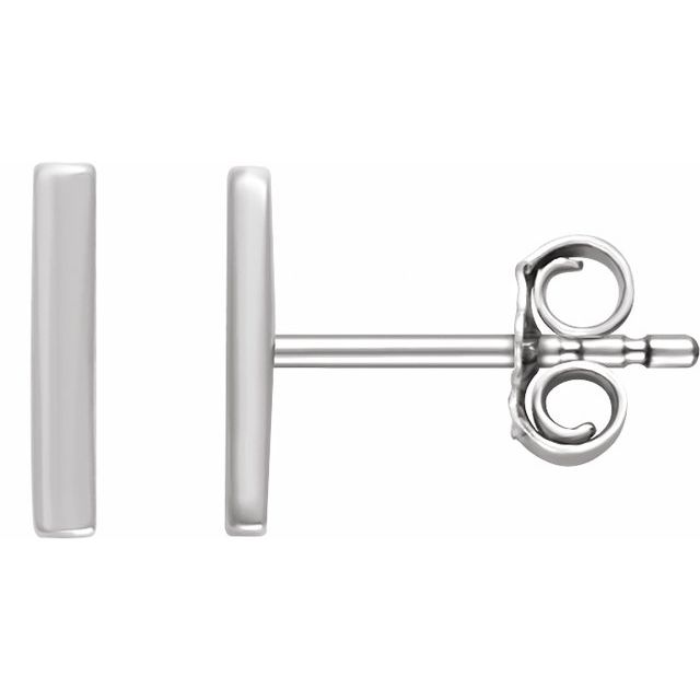 Vertical Polished Bar Stud Earrings — Sterling Silver