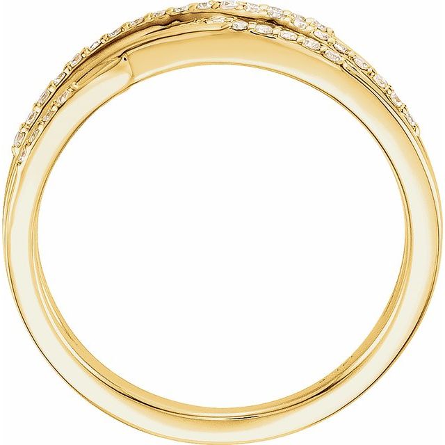 Pavé Diamond Criss-Cross Open Band Ring — 14K Yellow Gold