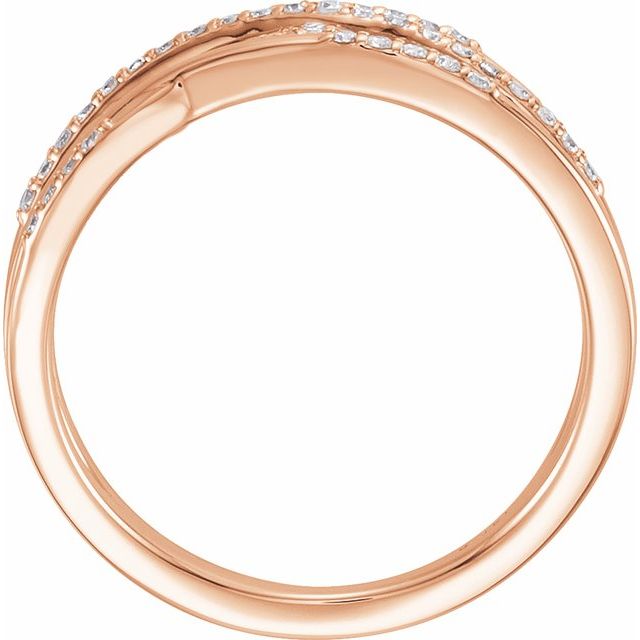 Pavé Diamond Criss-Cross Open Band Ring — 14K Rose Gold