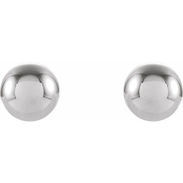 Polished Ball Stud Earrings with Threaded Backs — 14K White Gold