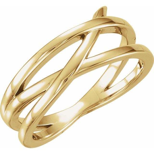 Sculpted Criss-Cross Bypass Ring — 14K Yellow Gold