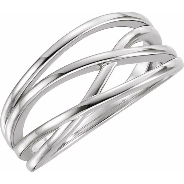Sculpted Crossover Bypass Ring — Sterling Silver