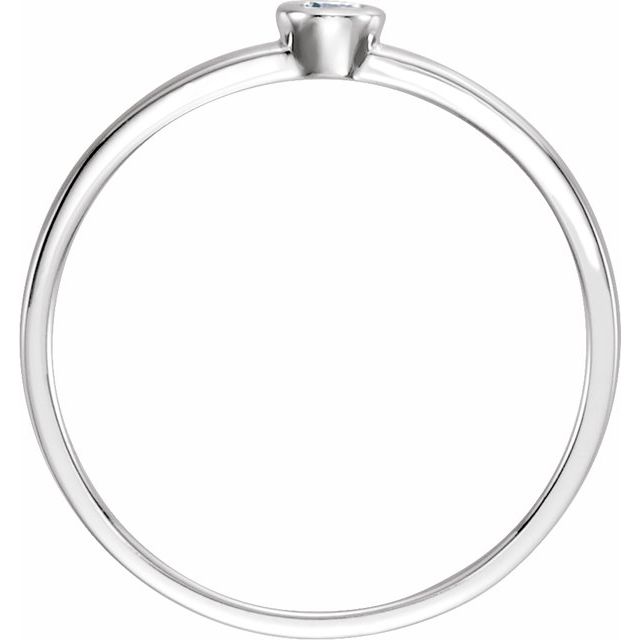 Petite Bezel-Set Round Diamond Solitaire Stacking Ring — 14K White Gold