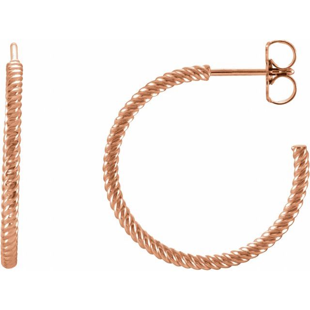 Rope-Twist Small Hoop Earrings — 14K Rose Gold
