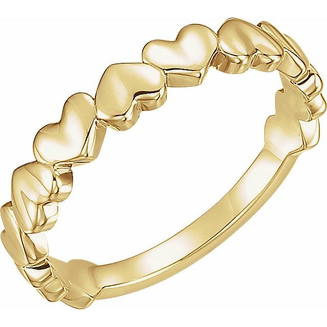 Polished Love Motif Stackable Band — 14K Yellow Gold
