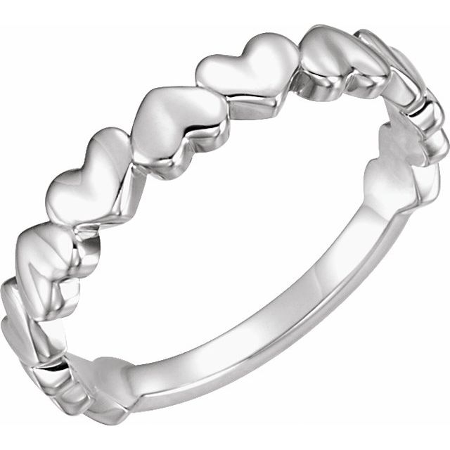 Polished Love Motif Stackable Band — Platinum