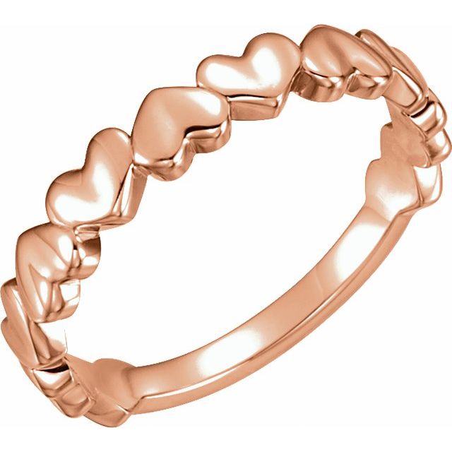 Polished Love Motif Stackable Band — 14K Rose Gold