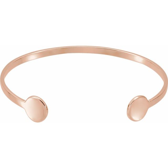 Engravable Disc-Tip Open Cuff Bracelet — 14K Rose Gold