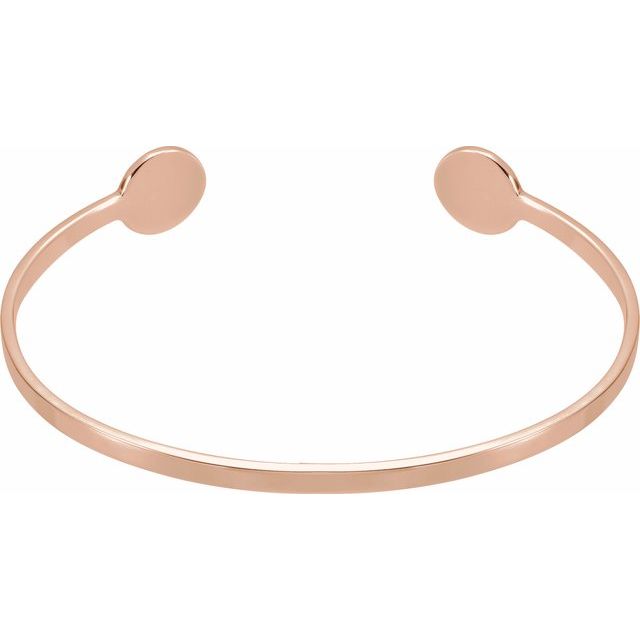 Engravable Disc-Tip Open Cuff Bracelet — 14K Rose Gold