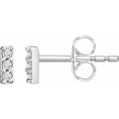 .05 ctw Lab-Grown Diamond Round Vertical Diamond Bar Stud Earrings in 14K White Gold