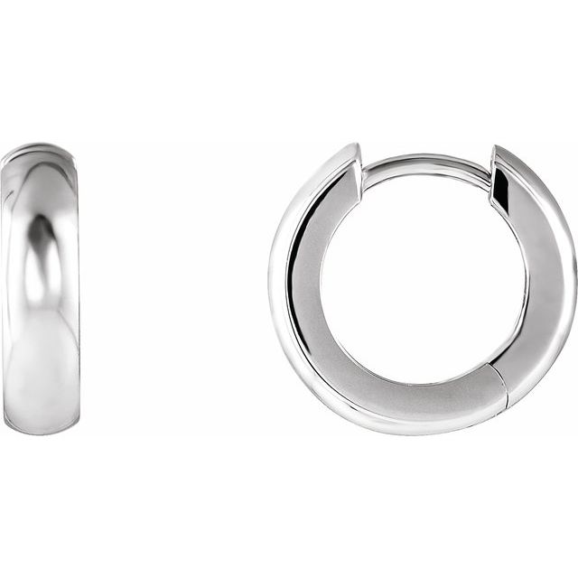 Thick Polished Huggie Hoop Earrings — 10K White Gold