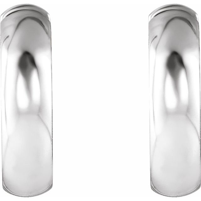 Thick Polished Huggie Hoop Earrings — 10K White Gold