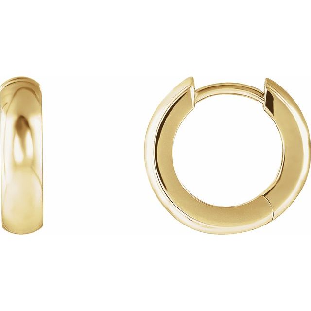 Thick Polished Huggie Hoop Earrings — 14K Yellow Gold
