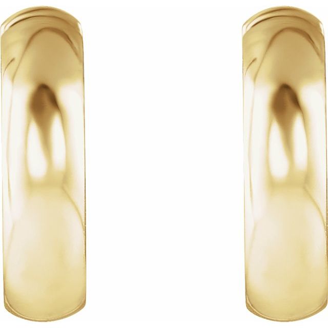 Thick Polished Huggie Hoop Earrings — 10K Yellow Gold