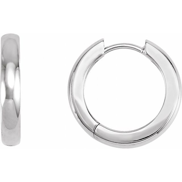 Petite Polished Hinged Huggie Hoop Earrings — 10K White Gold