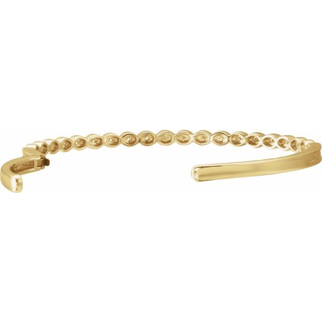 Twisted Diamond Open-Cuff Stackable Bangle Bracelet — 14K Yellow Gold