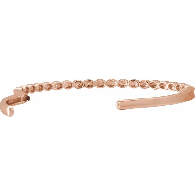 Twisted Diamond Open-Cuff Stackable Bangle Bracelet — 14K Rose Gold