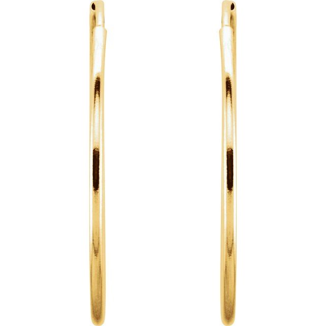 Thin Endless Tube Hoop Earrings — 14K Yellow Gold