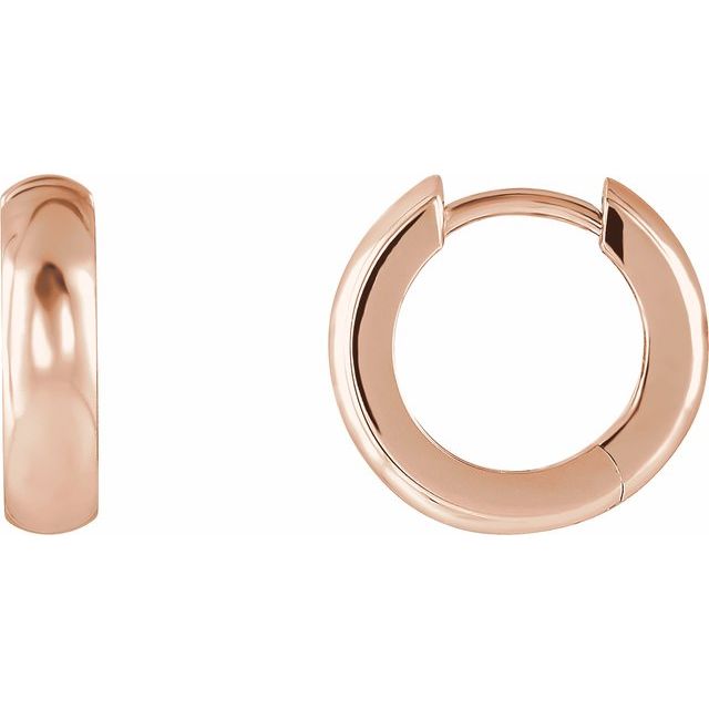 Thick Polished Huggie Hoop Earrings — 14K Rose Gold