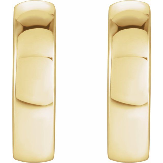 Thick Polished Hinged Huggie Hoop Earrings — 10K Yellow Gold