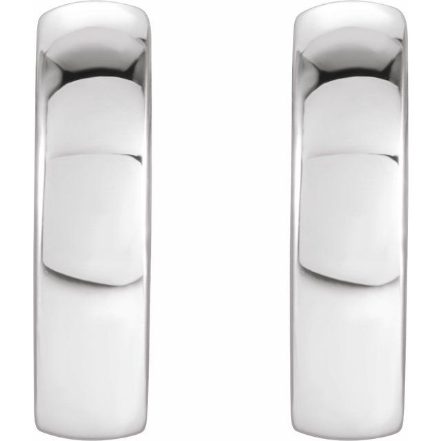 Thick Polished Hinged Huggie Hoop Earrings — 14K White Gold
