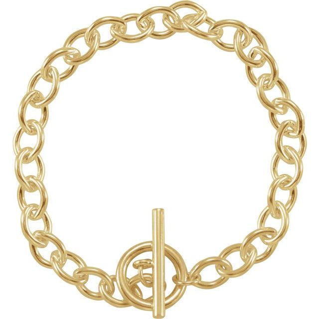 Cable Chain Toggle Charm Bracelet — Sterling Silver