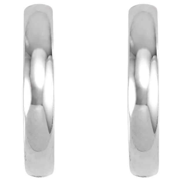 Petite Polished Hinged Huggie Hoop Earrings — 10K White Gold
